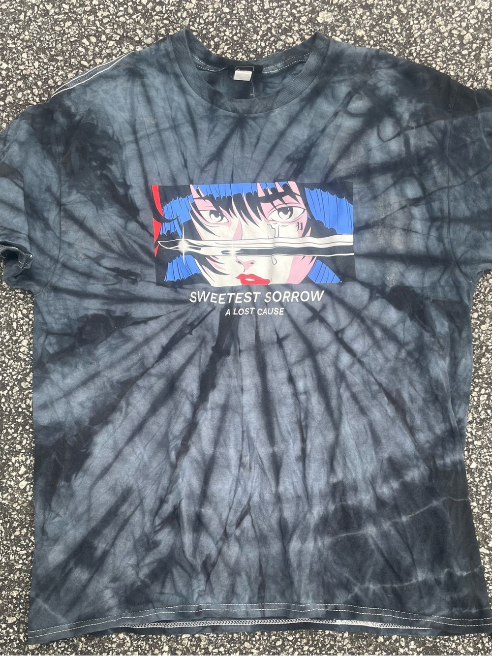 A Lost Cause Size Large Sweetest Sorrow Graphic T-Shirt Black Anime